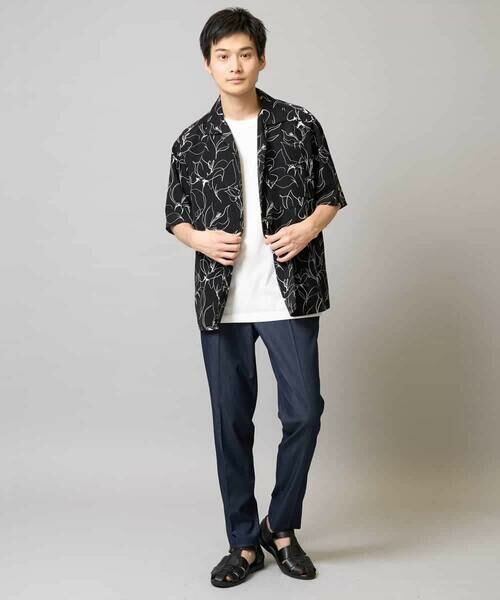 a.v.v / アー・ヴェ・ヴェ シャツ・ブラウス | 【イージーケア/速乾/接触冷感】線画プリント五分袖オープンカラーシャツ | 詳細10