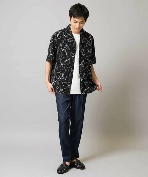 a.v.v / アー・ヴェ・ヴェ シャツ・ブラウス | 【イージーケア/速乾/接触冷感】線画プリント五分袖オープンカラーシャツ | 詳細12