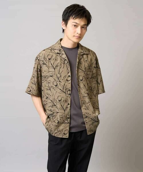 a.v.v / アー・ヴェ・ヴェ シャツ・ブラウス | 【イージーケア/速乾/接触冷感】線画プリント五分袖オープンカラーシャツ | 詳細15