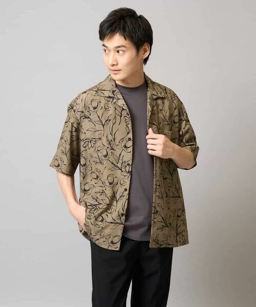 a.v.v / アー・ヴェ・ヴェ シャツ・ブラウス | 【イージーケア/速乾/接触冷感】線画プリント五分袖オープンカラーシャツ | 詳細16