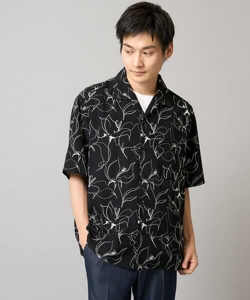 a.v.v / アー・ヴェ・ヴェ シャツ・ブラウス | 【イージーケア/速乾/接触冷感】線画プリント五分袖オープンカラーシャツ | 詳細17