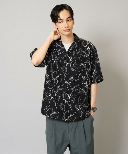 a.v.v / アー・ヴェ・ヴェ シャツ・ブラウス | 【イージーケア/速乾/接触冷感】線画プリント五分袖オープンカラーシャツ | 詳細18