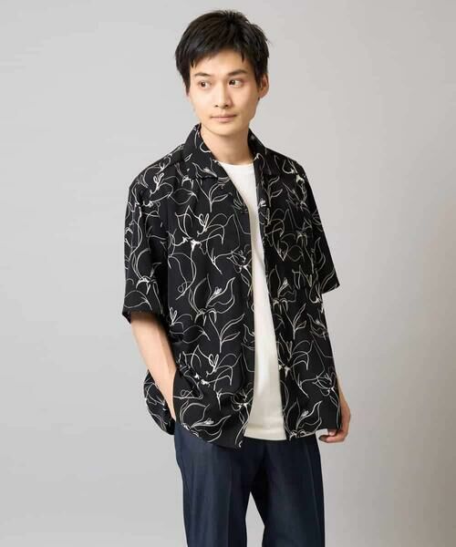 a.v.v / アー・ヴェ・ヴェ シャツ・ブラウス | 【イージーケア/速乾/接触冷感】線画プリント五分袖オープンカラーシャツ | 詳細19