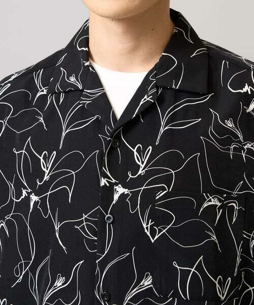 a.v.v / アー・ヴェ・ヴェ シャツ・ブラウス | 【イージーケア/速乾/接触冷感】線画プリント五分袖オープンカラーシャツ | 詳細2