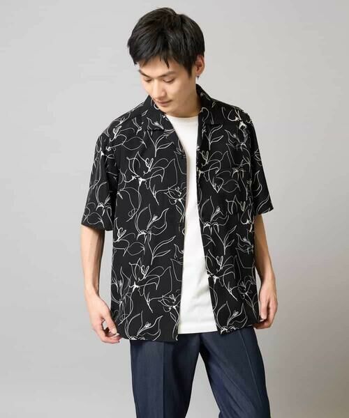 a.v.v / アー・ヴェ・ヴェ シャツ・ブラウス | 【イージーケア/速乾/接触冷感】線画プリント五分袖オープンカラーシャツ | 詳細20