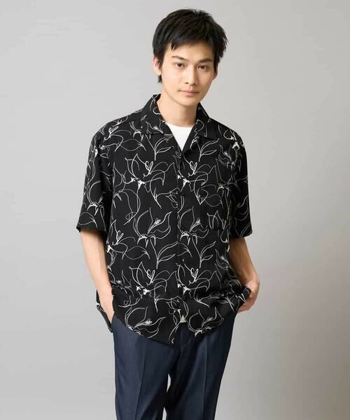a.v.v / アー・ヴェ・ヴェ シャツ・ブラウス | 【イージーケア/速乾/接触冷感】線画プリント五分袖オープンカラーシャツ | 詳細21