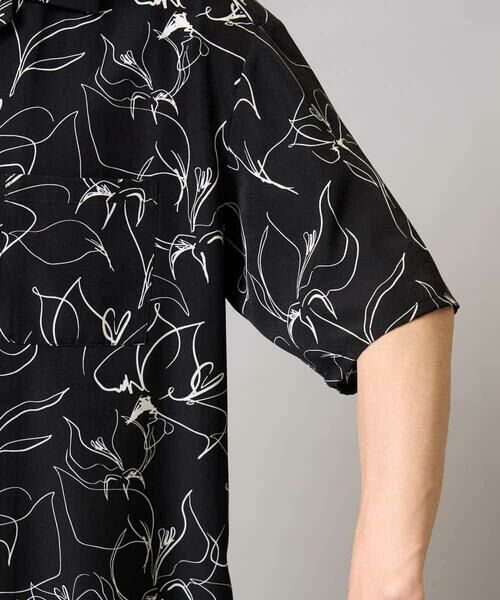 a.v.v / アー・ヴェ・ヴェ シャツ・ブラウス | 【イージーケア/速乾/接触冷感】線画プリント五分袖オープンカラーシャツ | 詳細3