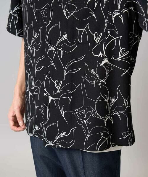 a.v.v / アー・ヴェ・ヴェ シャツ・ブラウス | 【イージーケア/速乾/接触冷感】線画プリント五分袖オープンカラーシャツ | 詳細4