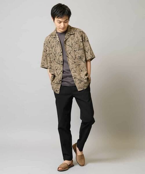 a.v.v / アー・ヴェ・ヴェ シャツ・ブラウス | 【イージーケア/速乾/接触冷感】線画プリント五分袖オープンカラーシャツ | 詳細9
