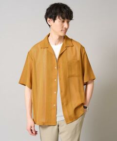 a.v.v / アー・ヴェ・ヴェ シャツ・ブラウス | 【接触冷感】カラミストライプ五分袖オープンカラーシャツ