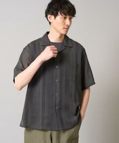 a.v.v / アー・ヴェ・ヴェ シャツ・ブラウス | 【接触冷感】カラミストライプ五分袖オープンカラーシャツ