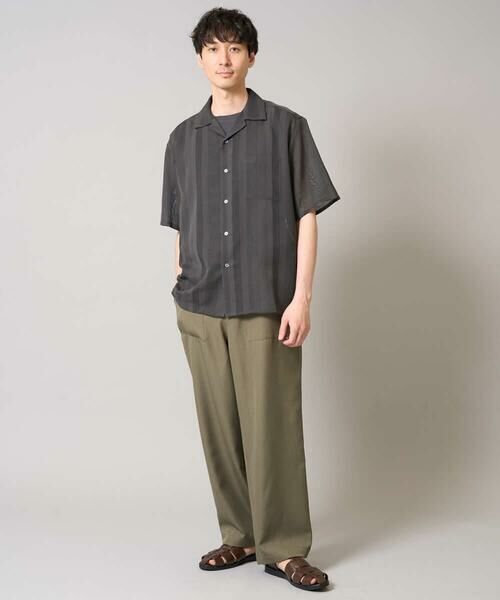 a.v.v / アー・ヴェ・ヴェ シャツ・ブラウス | 【接触冷感】カラミストライプ五分袖オープンカラーシャツ | 詳細1