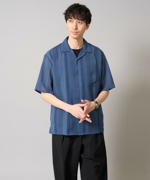 a.v.v / アー・ヴェ・ヴェ シャツ・ブラウス | 【接触冷感】カラミストライプ五分袖オープンカラーシャツ | 詳細10