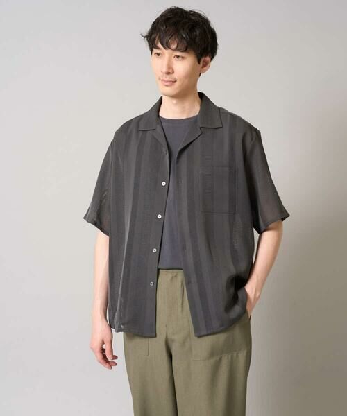 a.v.v / アー・ヴェ・ヴェ シャツ・ブラウス | 【接触冷感】カラミストライプ五分袖オープンカラーシャツ | 詳細11