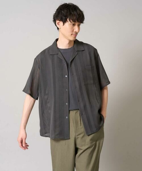 a.v.v / アー・ヴェ・ヴェ シャツ・ブラウス | 【接触冷感】カラミストライプ五分袖オープンカラーシャツ | 詳細12