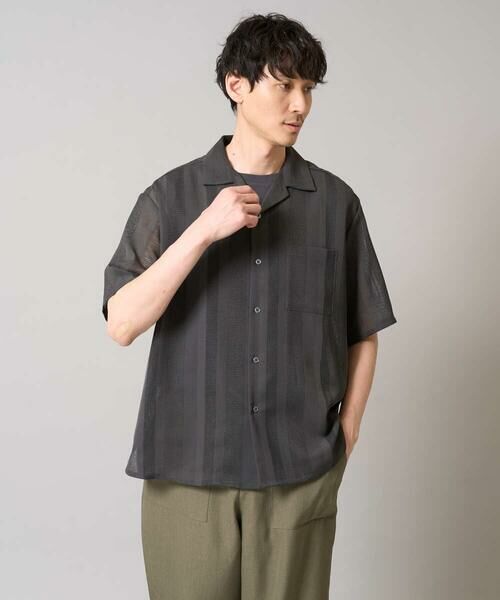a.v.v / アー・ヴェ・ヴェ シャツ・ブラウス | 【接触冷感】カラミストライプ五分袖オープンカラーシャツ | 詳細13
