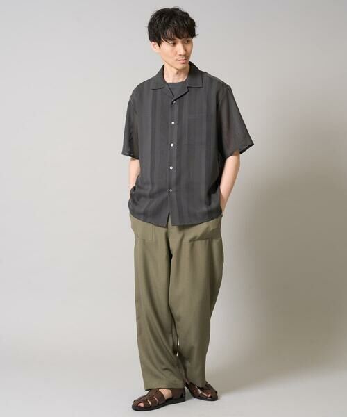 a.v.v / アー・ヴェ・ヴェ シャツ・ブラウス | 【接触冷感】カラミストライプ五分袖オープンカラーシャツ | 詳細3