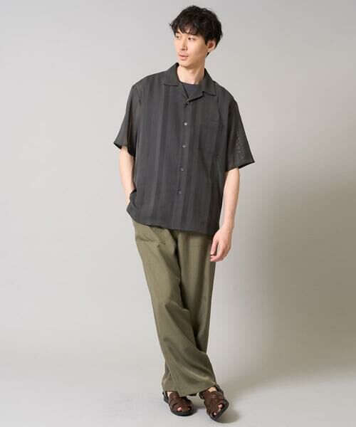 a.v.v / アー・ヴェ・ヴェ シャツ・ブラウス | 【接触冷感】カラミストライプ五分袖オープンカラーシャツ | 詳細4