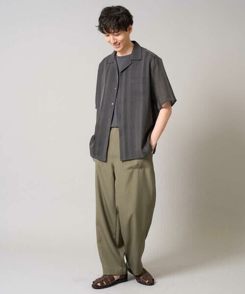 a.v.v / アー・ヴェ・ヴェ シャツ・ブラウス | 【接触冷感】カラミストライプ五分袖オープンカラーシャツ | 詳細6