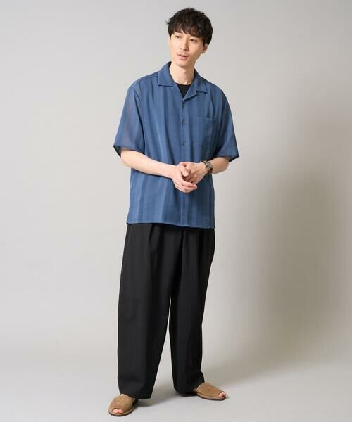 a.v.v / アー・ヴェ・ヴェ シャツ・ブラウス | 【接触冷感】カラミストライプ五分袖オープンカラーシャツ | 詳細7