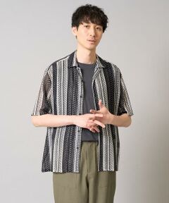 a.v.v / アー・ヴェ・ヴェ シャツ・ブラウス | 【洗える】ランダムストライプ五分袖オープンカラーシャツ