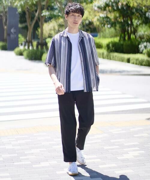 a.v.v / アー・ヴェ・ヴェ シャツ・ブラウス | 【洗える】ランダムストライプ五分袖オープンカラーシャツ | 詳細1