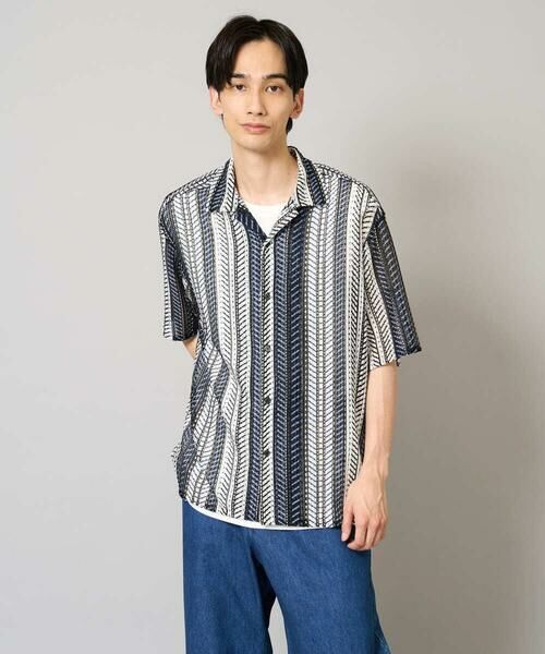 a.v.v / アー・ヴェ・ヴェ シャツ・ブラウス | 【洗える】ランダムストライプ五分袖オープンカラーシャツ | 詳細15
