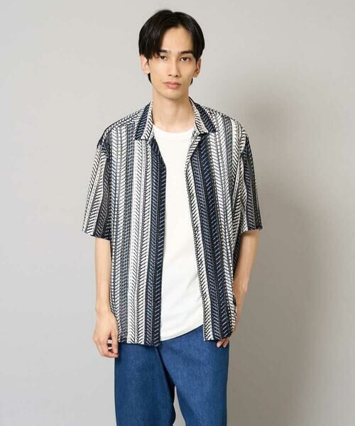 a.v.v / アー・ヴェ・ヴェ シャツ・ブラウス | 【洗える】ランダムストライプ五分袖オープンカラーシャツ | 詳細16