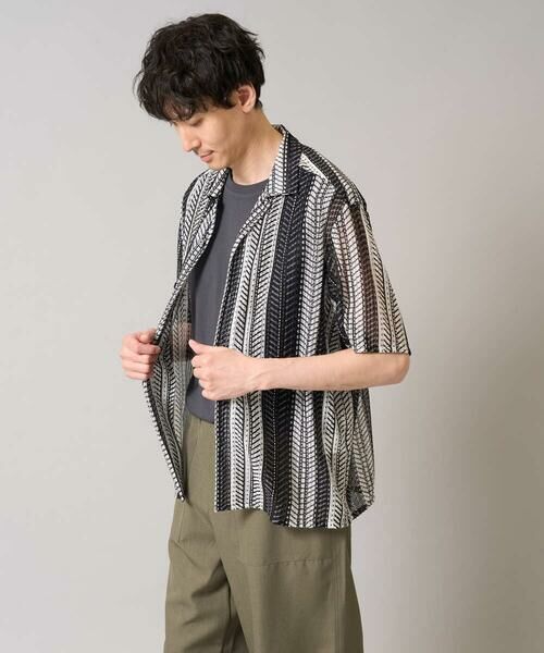 a.v.v / アー・ヴェ・ヴェ シャツ・ブラウス | 【洗える】ランダムストライプ五分袖オープンカラーシャツ | 詳細18