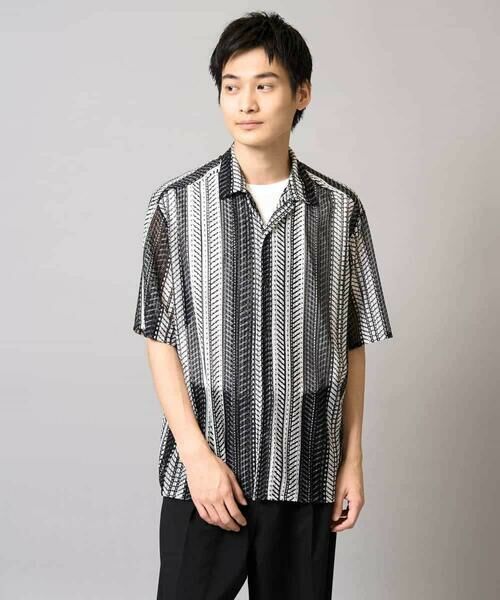 a.v.v / アー・ヴェ・ヴェ シャツ・ブラウス | 【洗える】ランダムストライプ五分袖オープンカラーシャツ | 詳細19