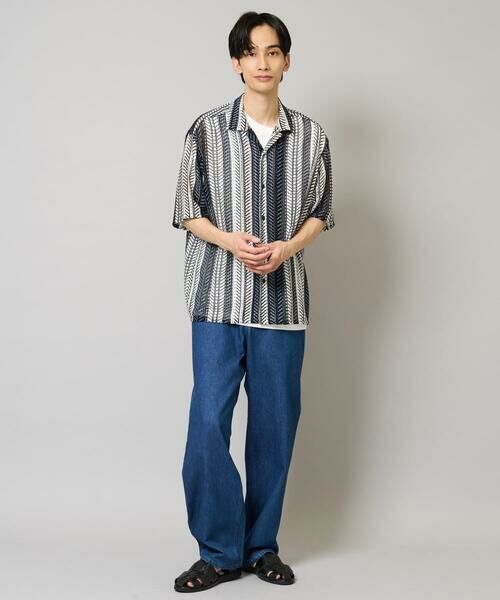 a.v.v / アー・ヴェ・ヴェ シャツ・ブラウス | 【洗える】ランダムストライプ五分袖オープンカラーシャツ | 詳細4