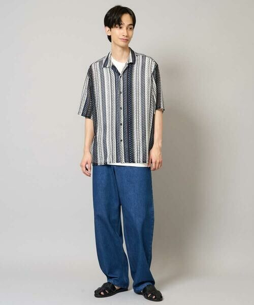 a.v.v / アー・ヴェ・ヴェ シャツ・ブラウス | 【洗える】ランダムストライプ五分袖オープンカラーシャツ | 詳細5