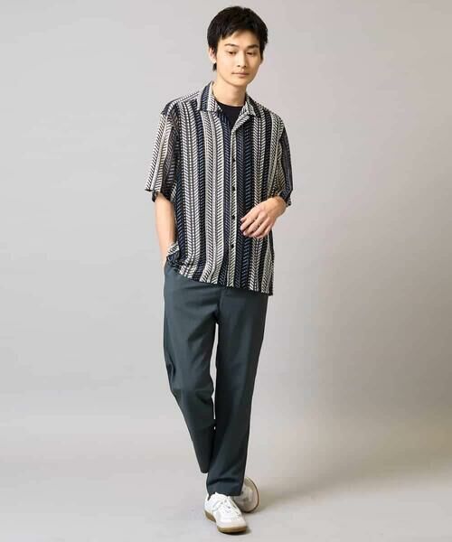 a.v.v / アー・ヴェ・ヴェ シャツ・ブラウス | 【洗える】ランダムストライプ五分袖オープンカラーシャツ | 詳細8