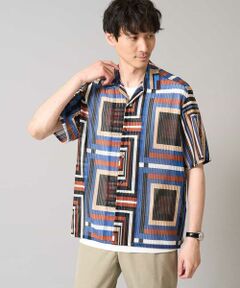 a.v.v / アー・ヴェ・ヴェ シャツ・ブラウス | 【洗濯機で洗える】ビッグ幾何柄 五分袖オープンカラーシャツ