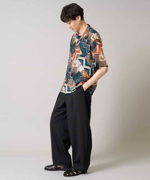 a.v.v / アー・ヴェ・ヴェ シャツ・ブラウス | 【洗濯機で洗える】ビッグ幾何柄 五分袖オープンカラーシャツ | 詳細10