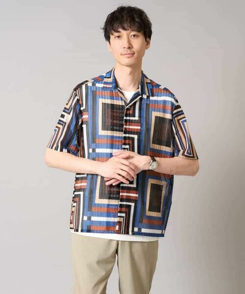 a.v.v / アー・ヴェ・ヴェ シャツ・ブラウス | 【洗濯機で洗える】ビッグ幾何柄 五分袖オープンカラーシャツ | 詳細11