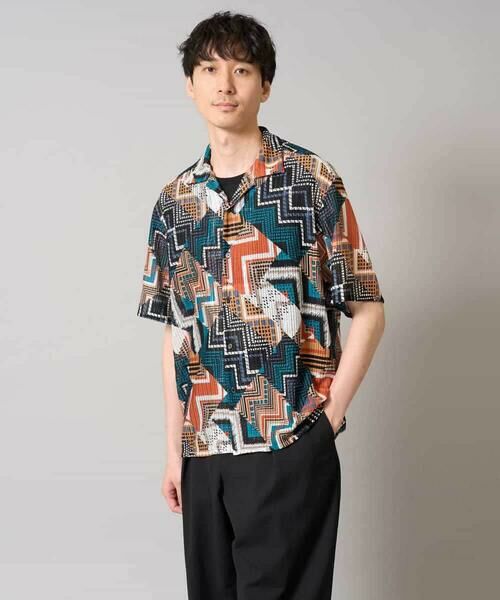 a.v.v / アー・ヴェ・ヴェ シャツ・ブラウス | 【洗濯機で洗える】ビッグ幾何柄 五分袖オープンカラーシャツ | 詳細13