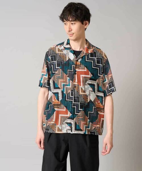 a.v.v / アー・ヴェ・ヴェ シャツ・ブラウス | 【洗濯機で洗える】ビッグ幾何柄 五分袖オープンカラーシャツ | 詳細14