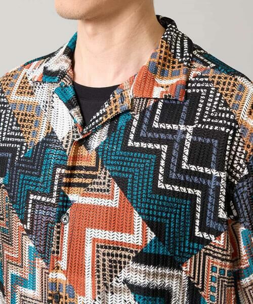 a.v.v / アー・ヴェ・ヴェ シャツ・ブラウス | 【洗濯機で洗える】ビッグ幾何柄 五分袖オープンカラーシャツ | 詳細18