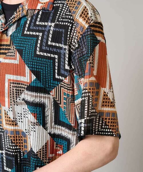 a.v.v / アー・ヴェ・ヴェ シャツ・ブラウス | 【洗濯機で洗える】ビッグ幾何柄 五分袖オープンカラーシャツ | 詳細19