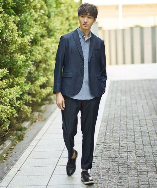 a.v.v / アー・ヴェ・ヴェ テーラードジャケット | 【イージーケア/接触冷感】スマートシャンブレーサマージャケット【ON/OFF兼用】(セットアップ対応） | 詳細1