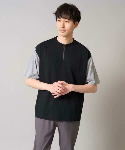 a.v.v / アー・ヴェ・ヴェ カットソー | 【マシンウォッシャブル】ハーフジップバックシャン切替カットソー | 詳細18