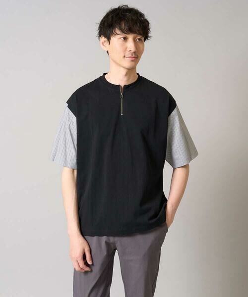 a.v.v / アー・ヴェ・ヴェ カットソー | 【マシンウォッシャブル】ハーフジップバックシャン切替カットソー | 詳細19