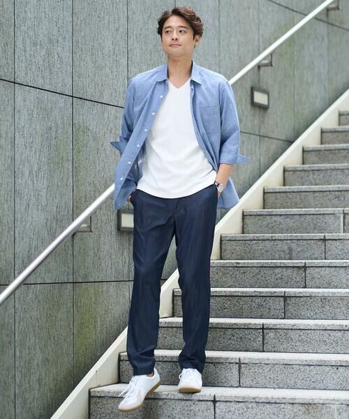 a.v.v / アー・ヴェ・ヴェ チノ・ワークパンツ | 【イージーケア/接触冷感】スマートシャンブレー フルレングス スラックス（セットアップ対応/S〜XL展開） | 詳細2