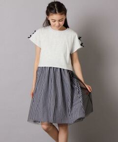 a.v.v / アー・ヴェ・ヴェ ロング・マキシ丈ワンピース | [120-130]袖リボンチュールドッキングワンピース