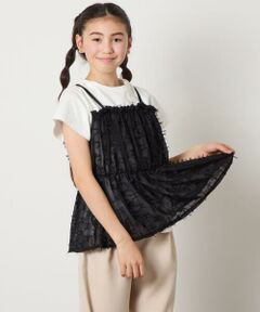 a.v.v / アー・ヴェ・ヴェ カットソー | 【接触冷感/ジメジメ対策】[100-130]シフォンキャミドッキングトップス