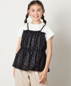 a.v.v / アー・ヴェ・ヴェ カットソー | 【接触冷感/ジメジメ対策】[160]シフォンキャミドッキングトップス