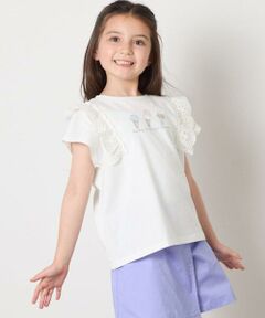 a.v.v / アー・ヴェ・ヴェ カットソー | 【接触冷感/ジメジメ対策/安心の綿100％】[100-150]肩フリルモチーフＴシャツ