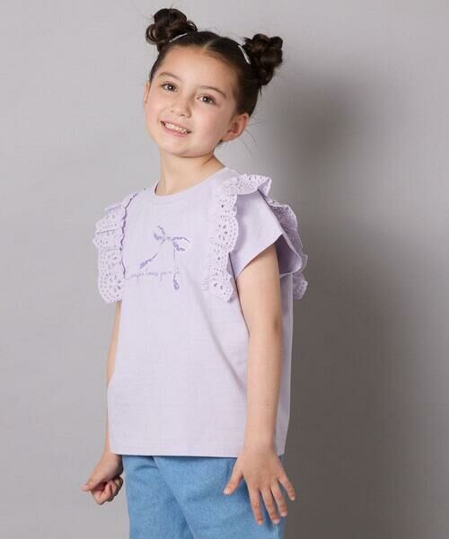 a.v.v / アー・ヴェ・ヴェ カットソー | 【接触冷感/ジメジメ対策/安心の綿100％】[100-150]肩フリルモチーフＴシャツ | 詳細2