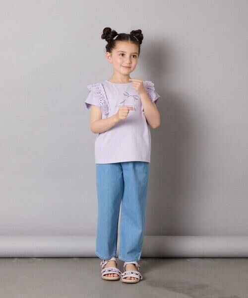 a.v.v / アー・ヴェ・ヴェ カットソー | 【接触冷感/ジメジメ対策/安心の綿100％】[100-150]肩フリルモチーフＴシャツ | 詳細3